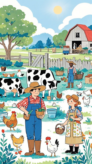 马克笔儿童绘本农场插画13