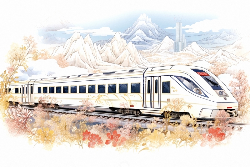 高清大图下载【趣麦麦图】国潮插画火车4