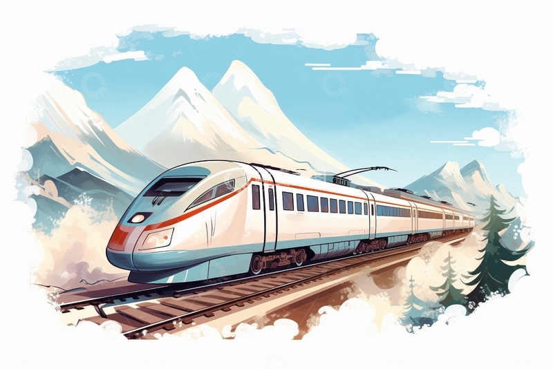 高清大图下载【趣麦麦图】国潮插画火车3