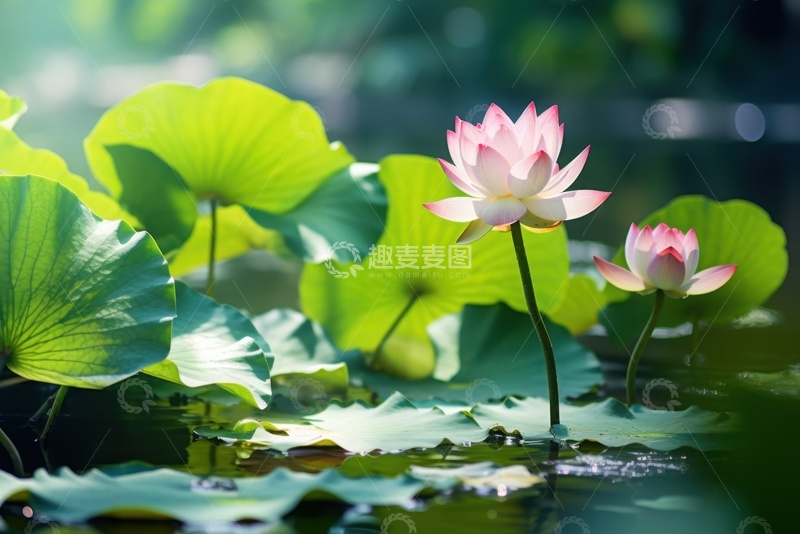 高清大图下载【趣麦麦图】荷塘里盛开的荷花1