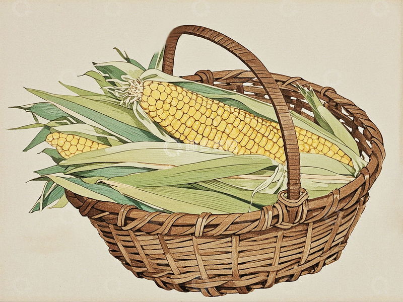 高清大图下载【趣麦麦图】篮子里的玉米1