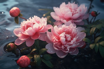 盛开的水中牡丹花