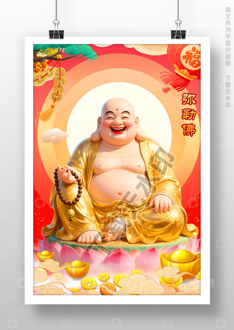 弥勒佛发财喜庆年画