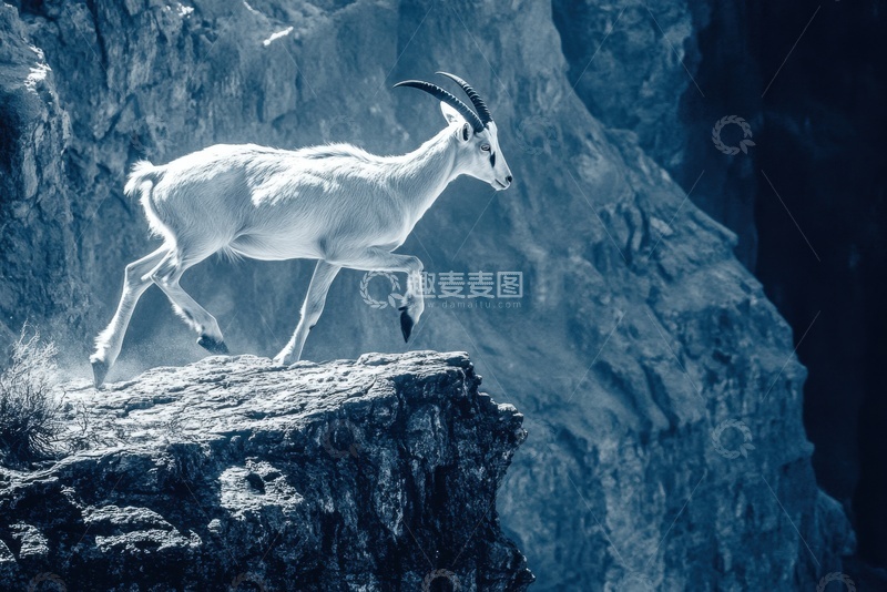 高清大图下载【趣麦麦图】岩石悬崖上站立的山羊
