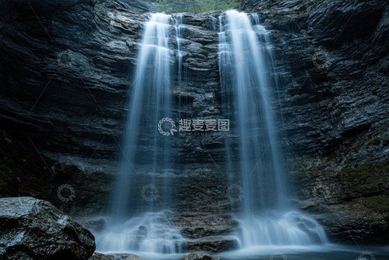 高清大图下载【趣麦麦图】岩石上流水瀑布