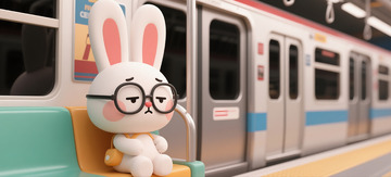 拟人的打工兔子下班疲劳不开心1