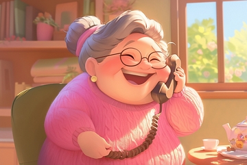 漫画风打电话的老奶奶6