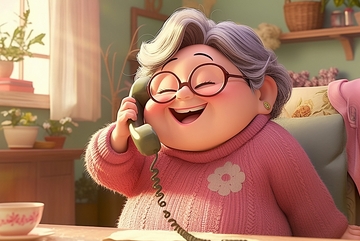 漫画风打电话的老奶奶7