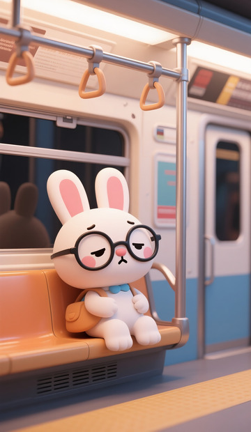 拟人的打工兔子下班疲劳不开心3