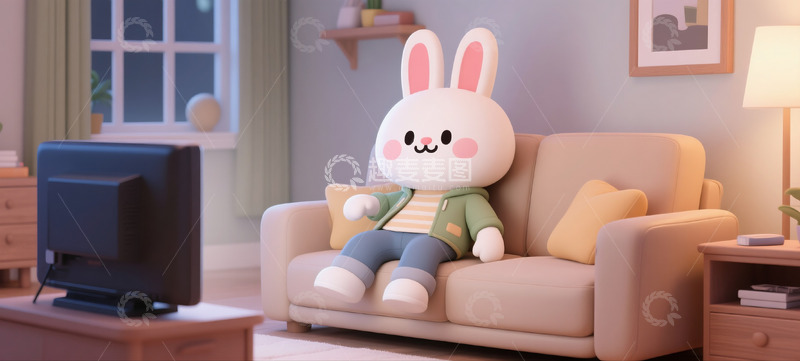 高清大图下载【趣麦麦图】拟人的打工兔子下班疲劳不开心10