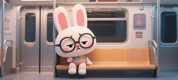 拟人的打工兔子下班疲劳不开心