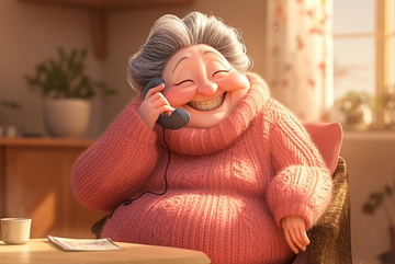 漫画风打电话的老奶奶5
