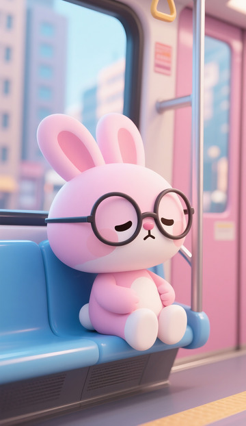 拟人的打工兔子下班疲劳不开心8