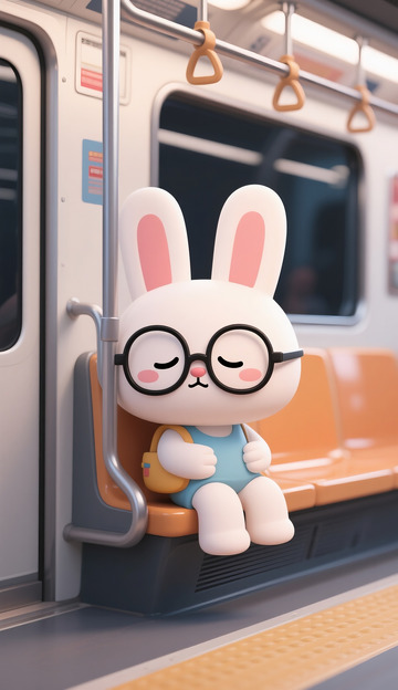 拟人的打工兔子下班疲劳不开心5