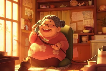 漫画风打电话的老奶奶4