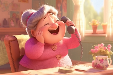 漫画风打电话的老奶奶8