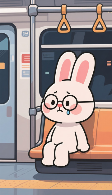 拟人的打工兔子下班疲劳不开心4