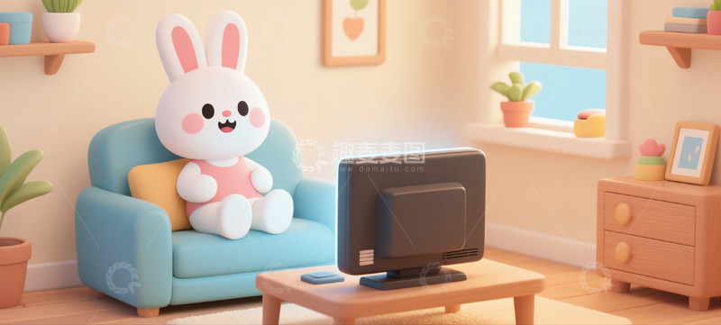 高清大图下载【趣麦麦图】拟人的打工兔子下班疲劳不开心6