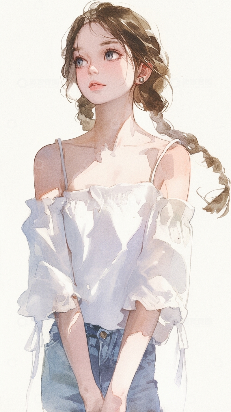 漫画风美女人物
