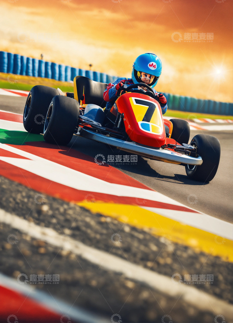 高清大图下载【趣麦麦图】卡丁车比赛赛场竞赛AI摄影海报背景高清照6