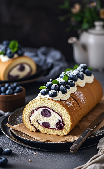 蓝莓瑞士卷