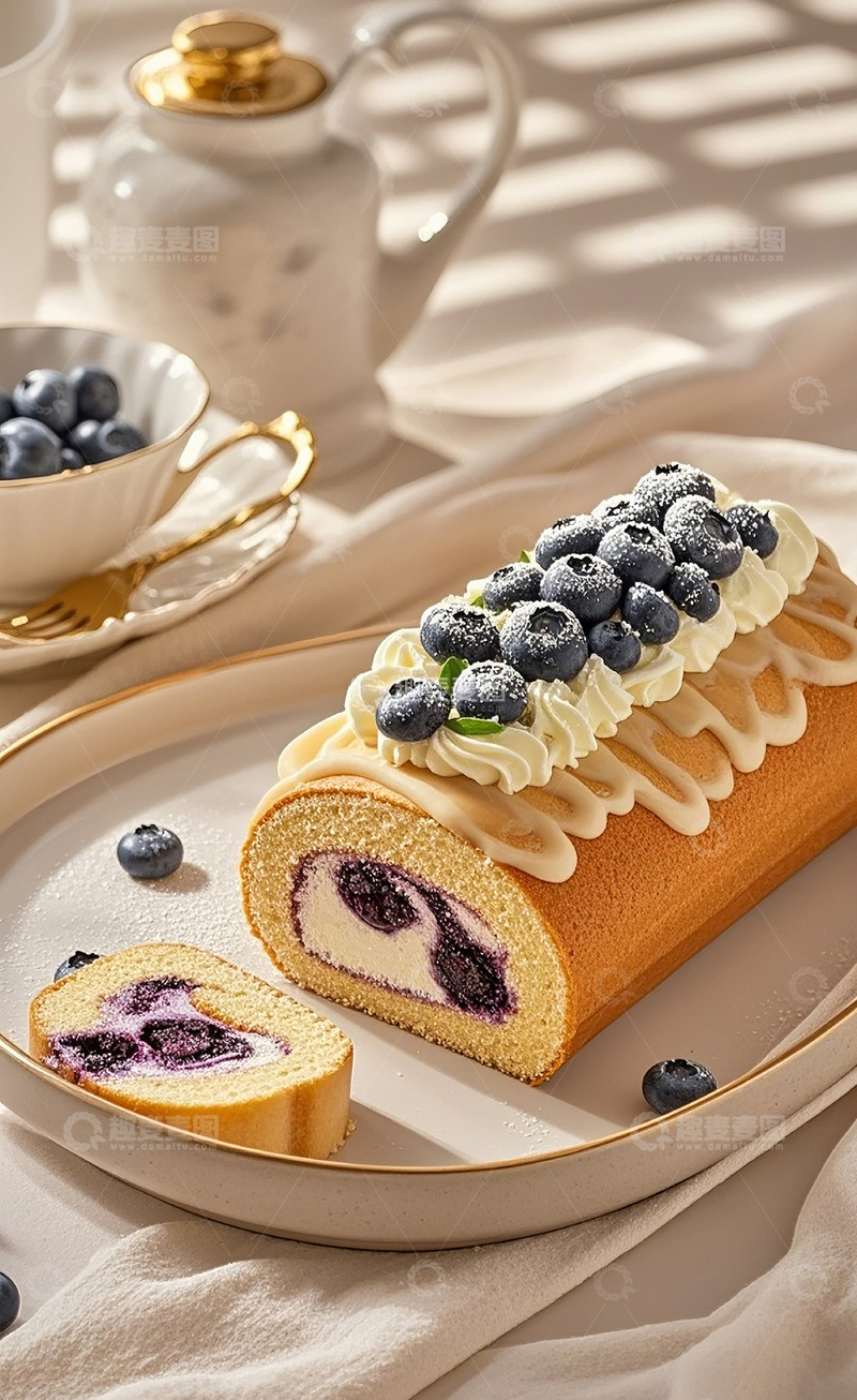 高清大图下载【趣麦麦图】蓝莓瑞士卷2