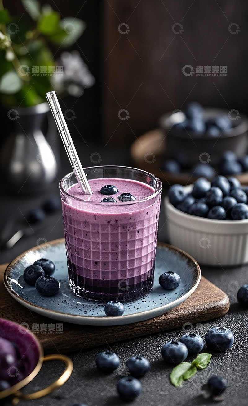 高清大图下载【趣麦麦图】蓝莓奶昔