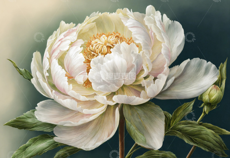 高清大图下载【趣麦麦图】白色牡丹花卉AI插画海报图片素材63