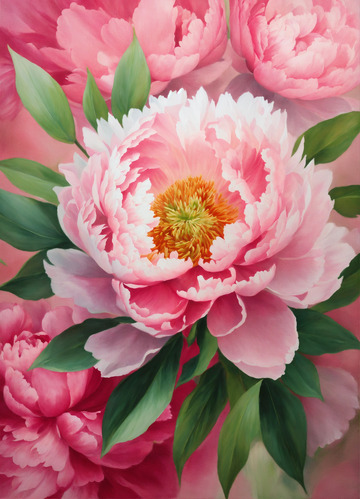 粉色牡丹花卉AI插画海报图片素材
