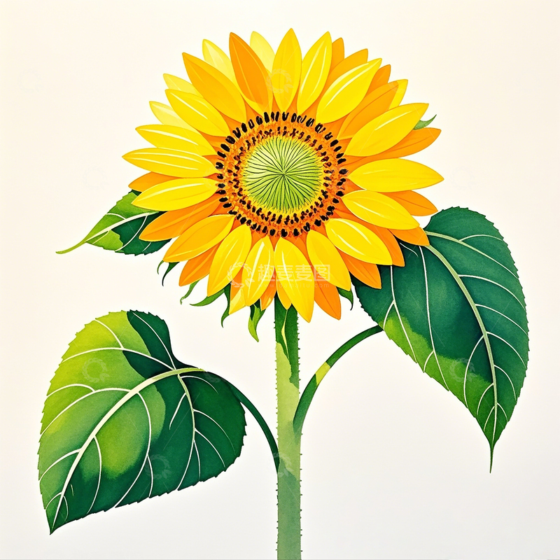 高清大图下载【趣麦麦图】卡通水彩手绘向日葵素材