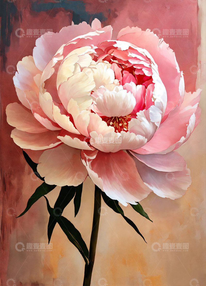 高清大图下载【趣麦麦图】粉色牡丹花卉AI插画海报图片素材11