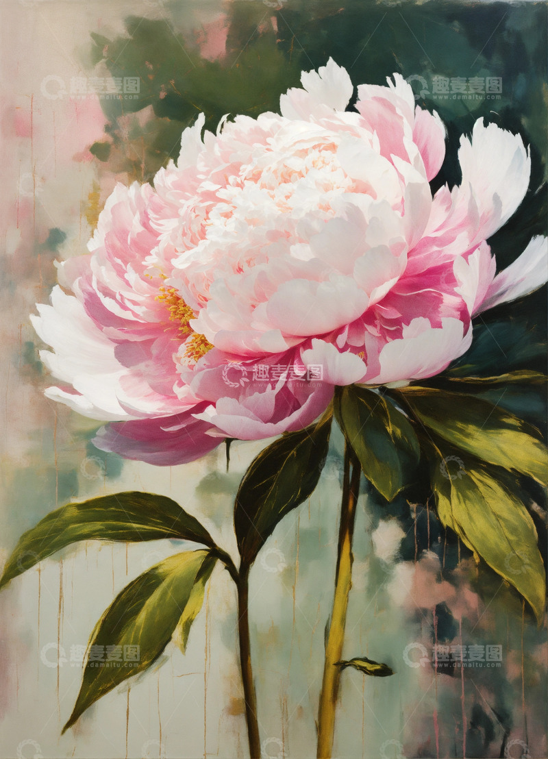 高清大图下载【趣麦麦图】白色牡丹花卉AI插画海报图片素材43