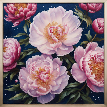 粉色牡丹花卉AI插画海报图片素材10