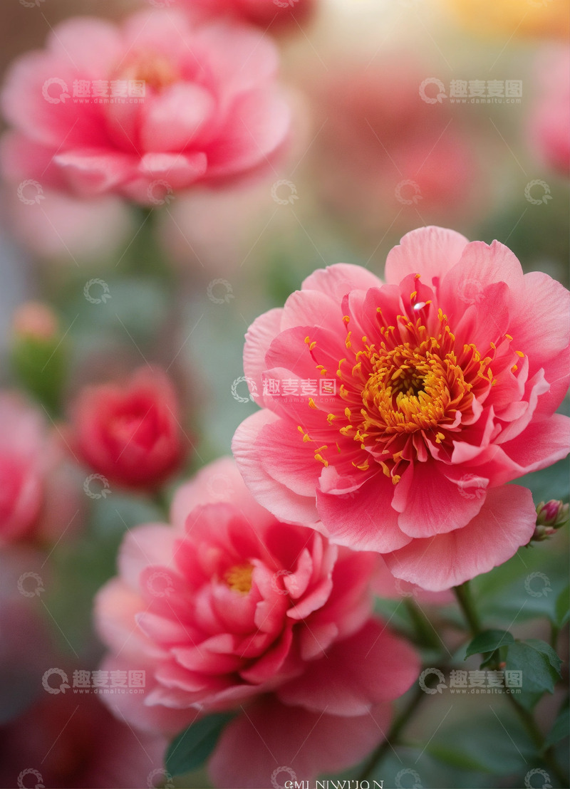 高清大图下载【趣麦麦图】红色牡丹花卉AI插画海报图片素材14