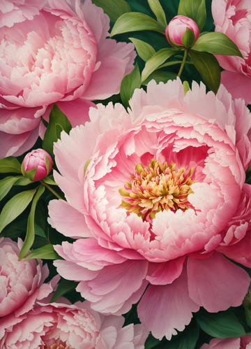 红色牡丹花卉AI插画海报图片素材4