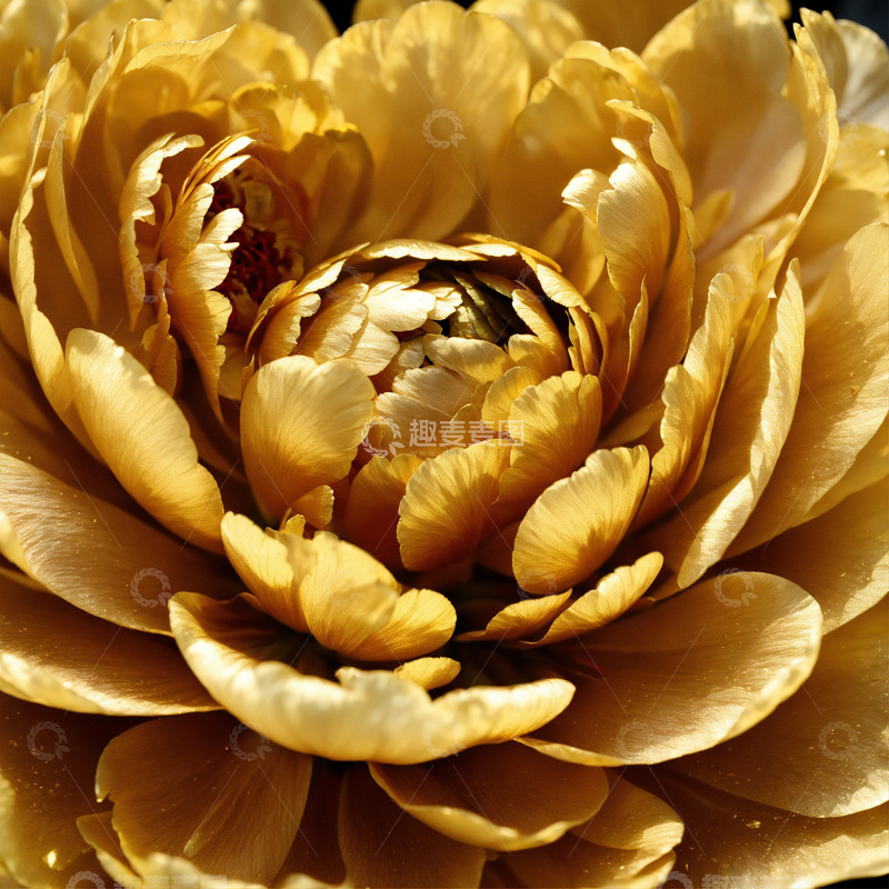 高清大图下载【趣麦麦图】金色牡丹花卉AI插画海报图片素材15