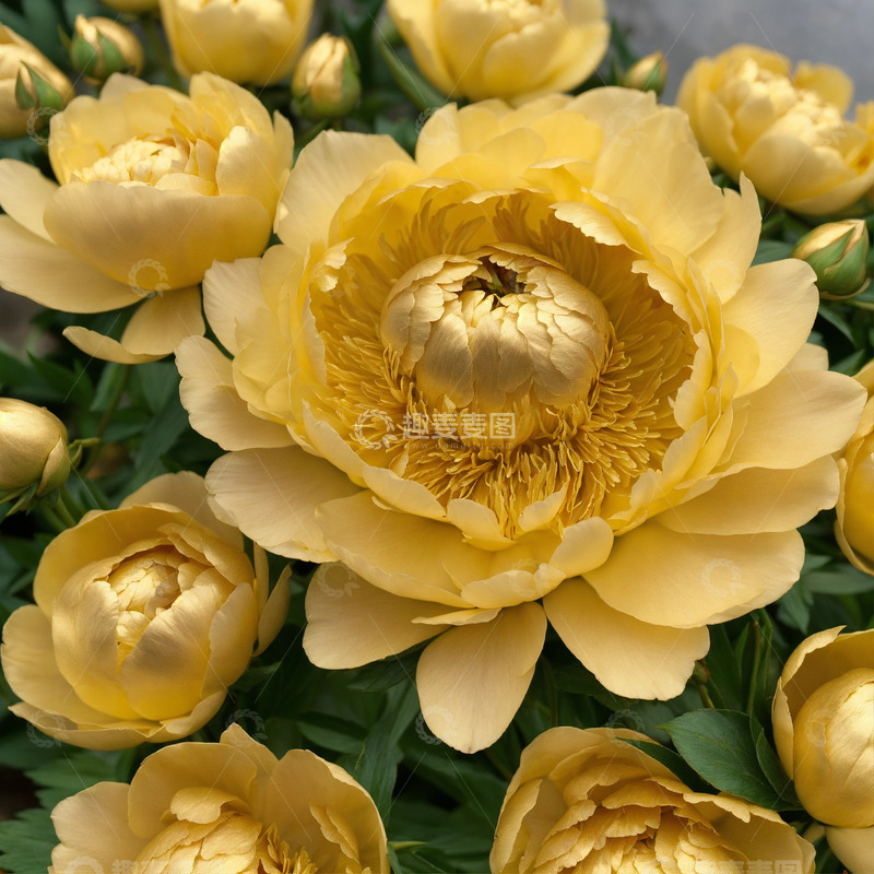 高清大图下载【趣麦麦图】金色牡丹花卉AI插画海报图片素材31