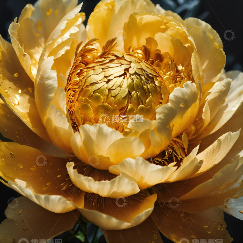 高清大图下载【趣麦麦图】金色牡丹花卉AI插画海报图片素材20