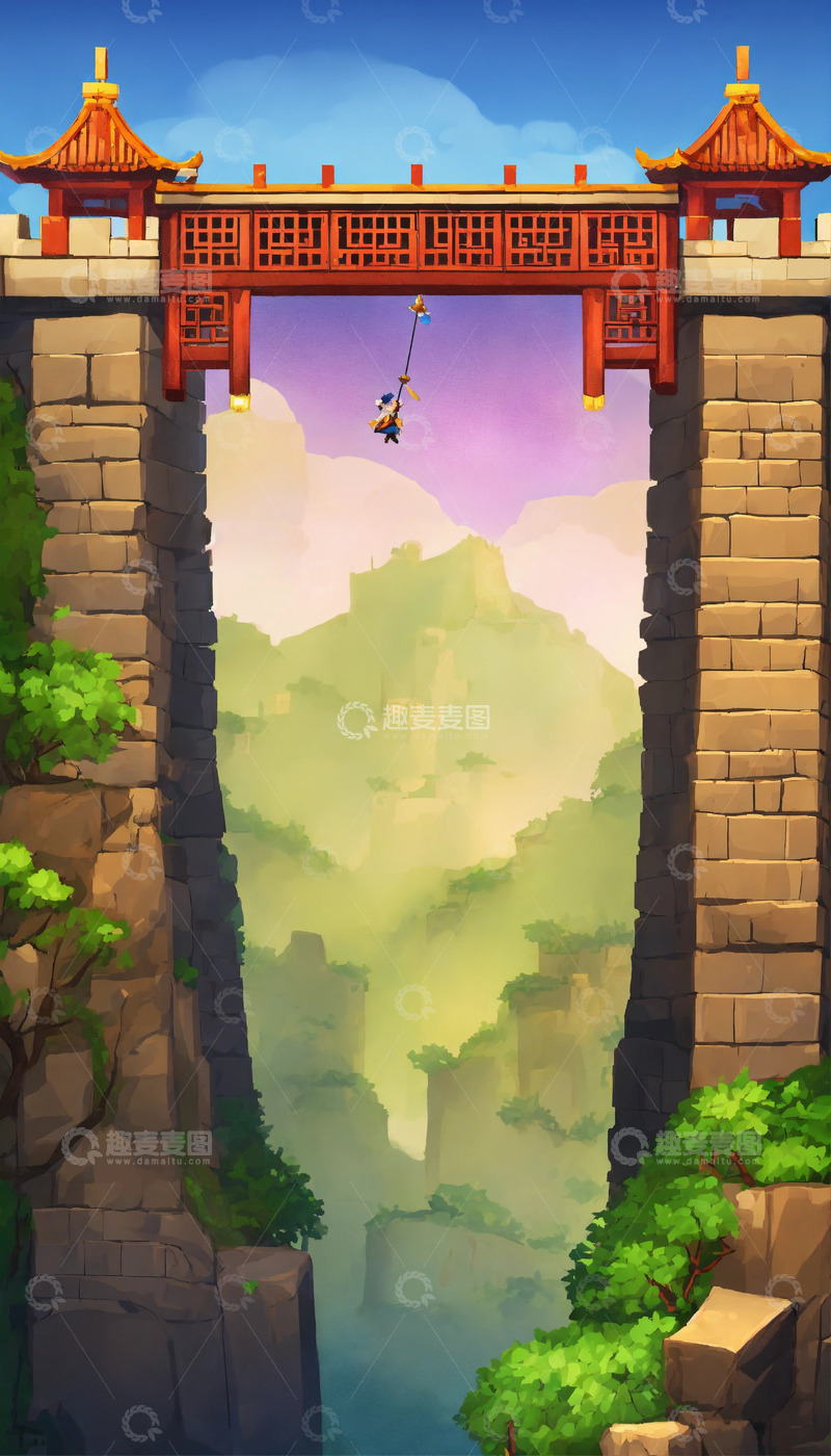 2D游戏中国古长城AI插画海报高清图片素12
