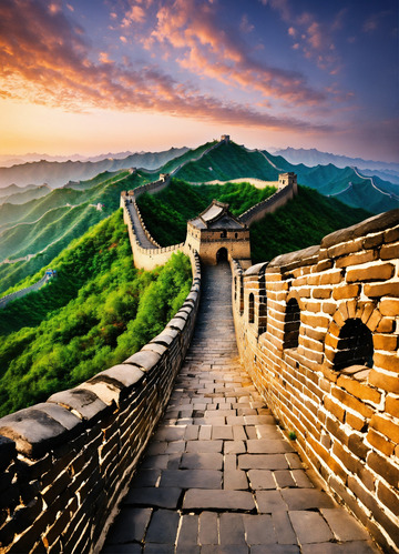 雄伟中国古长城场景AI插画海报高清图片素6