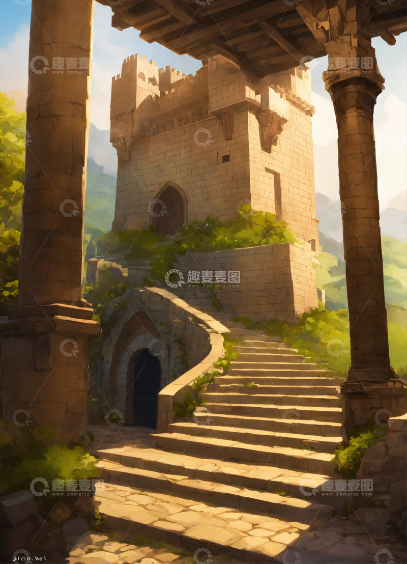 高清大图下载【趣麦麦图】中世纪宫殿游戏场景AI插画海报高清图片素2