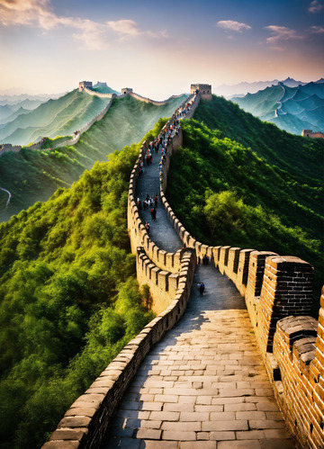 雄伟中国古长城场景AI插画海报高清图片素2
