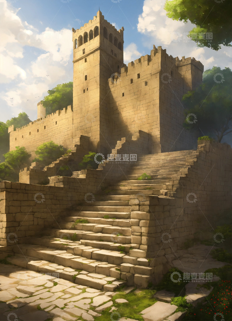 高清大图下载【趣麦麦图】中世纪宫殿游戏场景AI插画海报高清图片素1