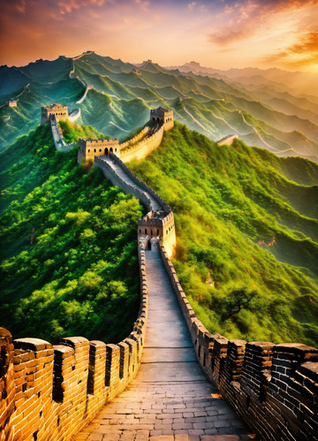 雄伟中国古长城场景AI插画海报高清图片素3