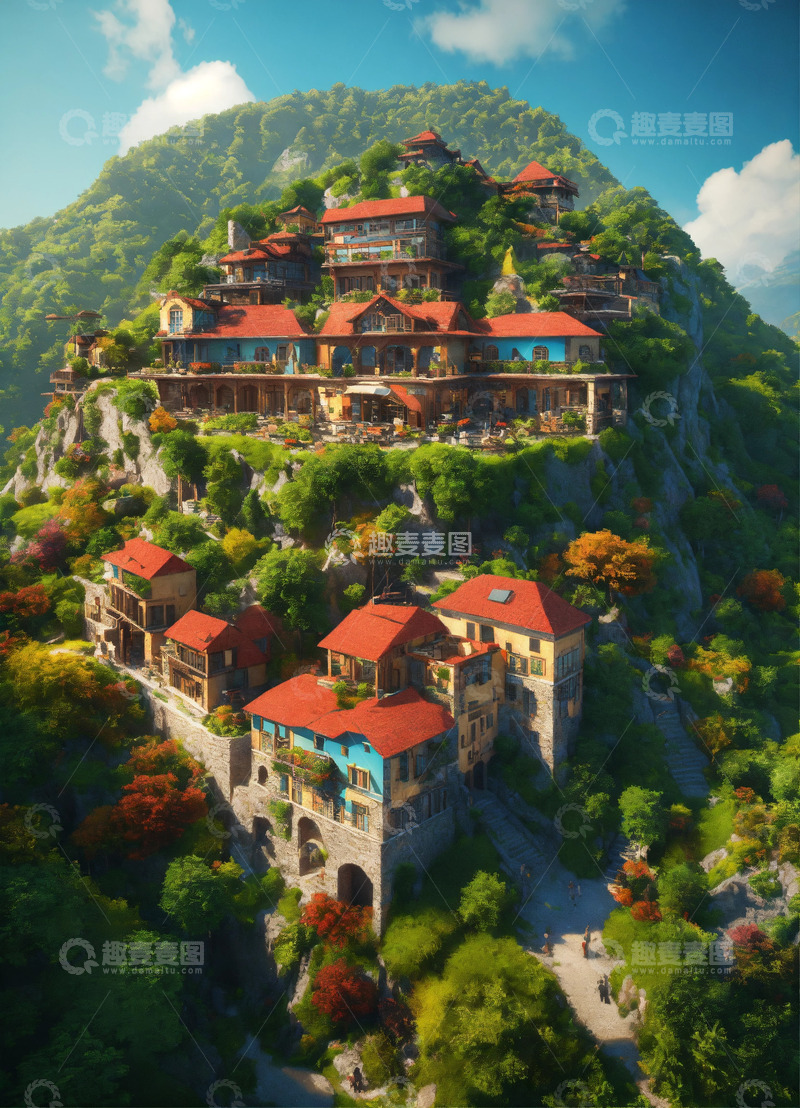 高清大图下载【趣麦麦图】古代游戏场景AI插画海报高清图片素材1