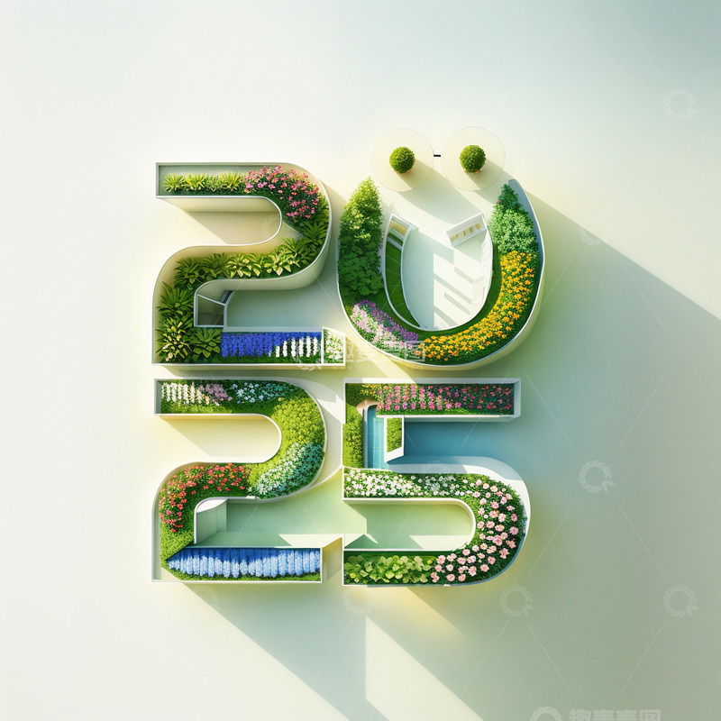 2025立体景观字AI插画海报素材1