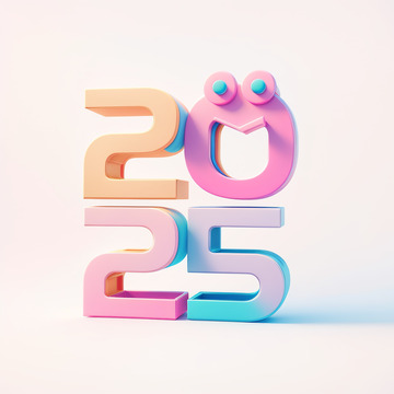 2025彩色立体字AI插画海报素材9