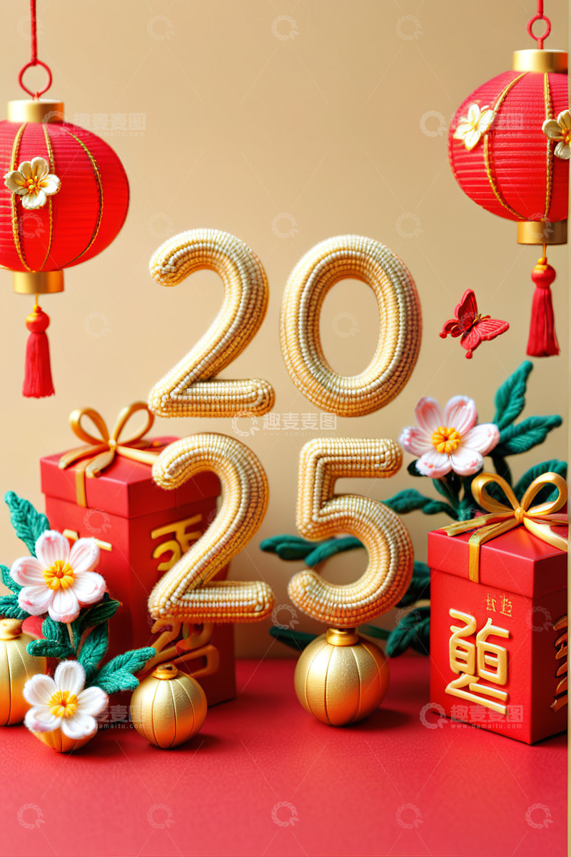 2025可爱毛绒立体字AI插画海报素材1