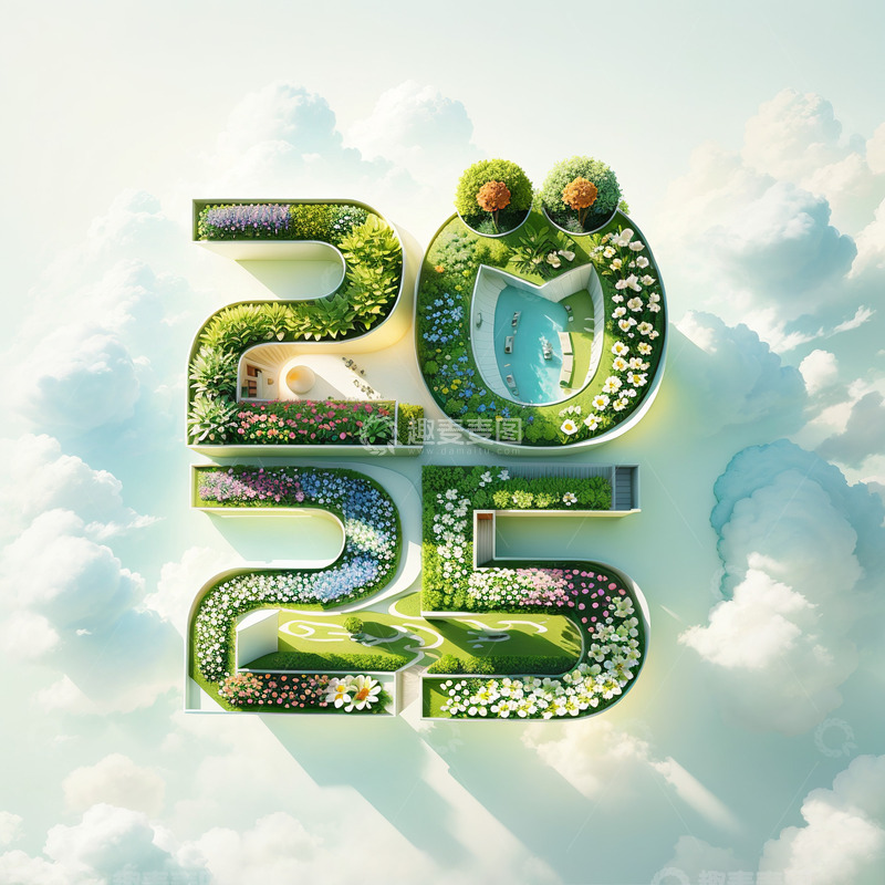 2025立体景观字AI插画海报素材3