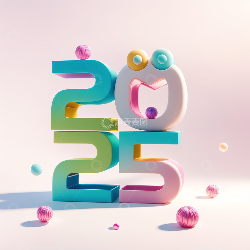 2025彩色立体字AI插画海报素材13